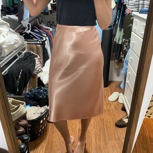 Blush pink satin skirt